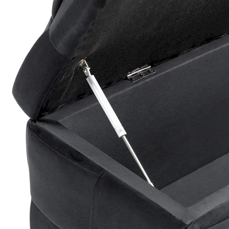 Pouf contenitore in tessuto di velluto imbottito con cerniera di sicurezza, non richiede assemblaggio