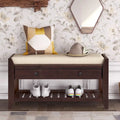 Shoe Rack with Cushioned Seat and Drawers, Multipurpose Entryway Storage Bench