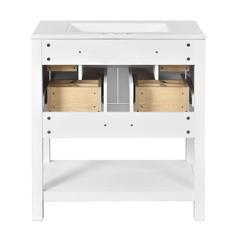 Mobile bagno da 30 con lavabo in ceramica, set lavabo singolo indipendente con 5 cassetti