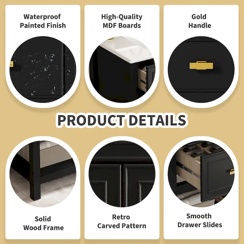 Mobile bagno da 30 con lavabo in ceramica, set lavabo singolo indipendente con 5 cassetti