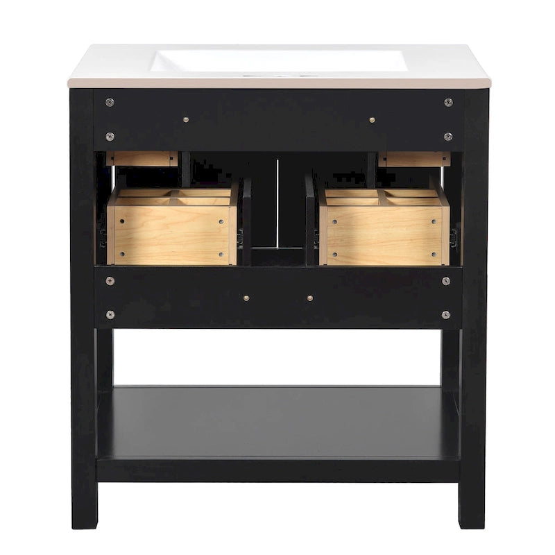Mobile bagno da 30 con lavabo in ceramica, set lavabo singolo indipendente con 5 cassetti