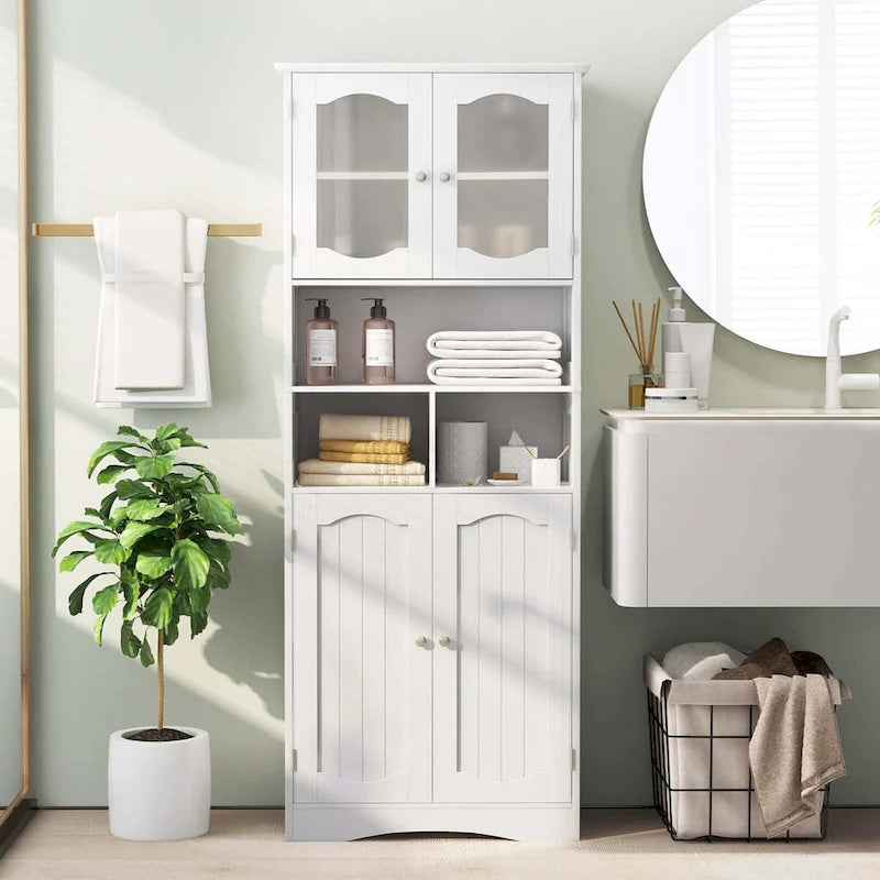 58.5 Tall Bathroom Storage Cabinet Freestanding Linen Cabinet - See Details
