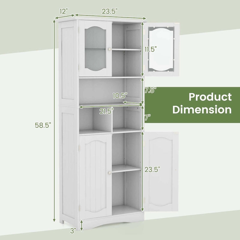58.5 Tall Bathroom Storage Cabinet Freestanding Linen Cabinet - See Details