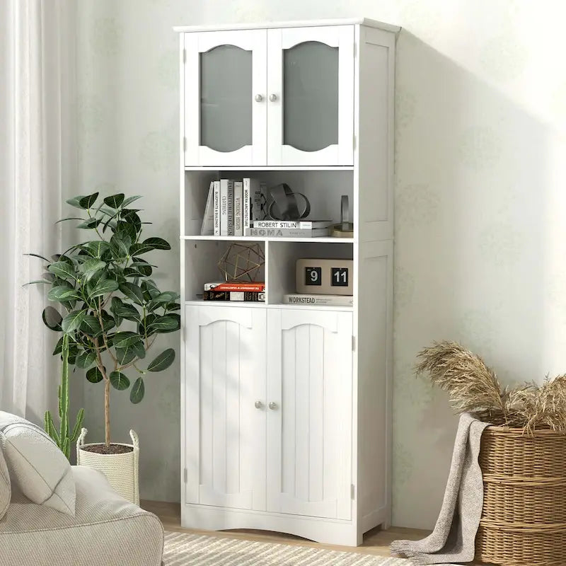 58.5 Tall Bathroom Storage Cabinet Freestanding Linen Cabinet - See Details