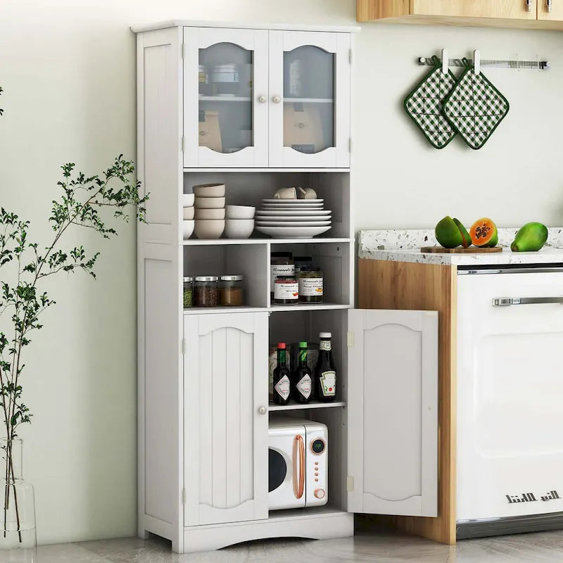 58.5 Tall Bathroom Storage Cabinet Freestanding Linen Cabinet - See Details