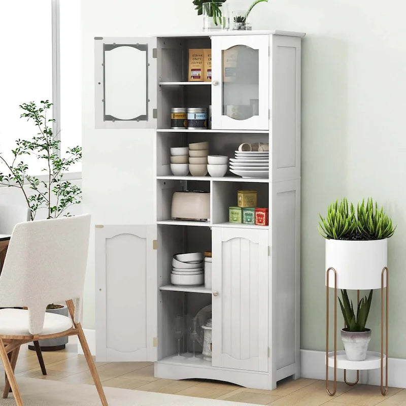 58.5 Tall Bathroom Storage Cabinet Freestanding Linen Cabinet - See Details
