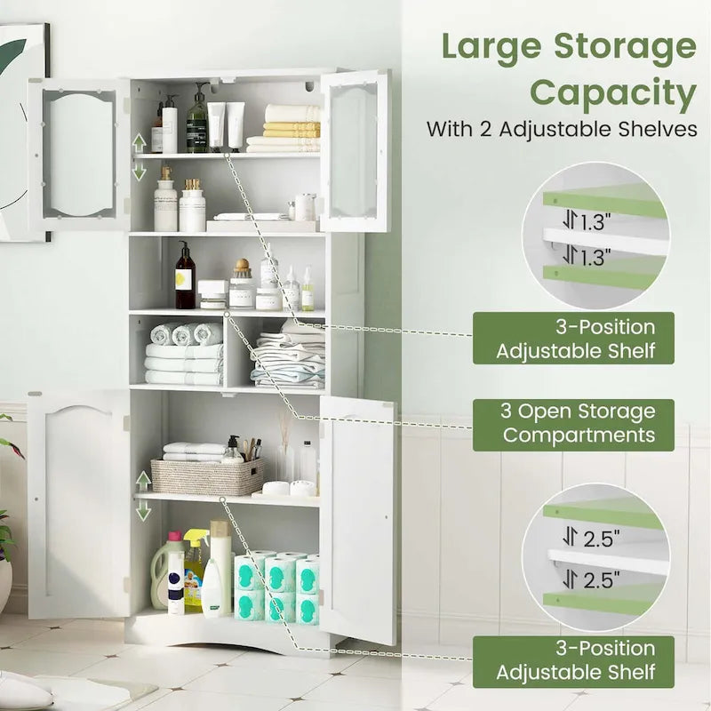 58.5 Tall Bathroom Storage Cabinet Freestanding Linen Cabinet - See Details