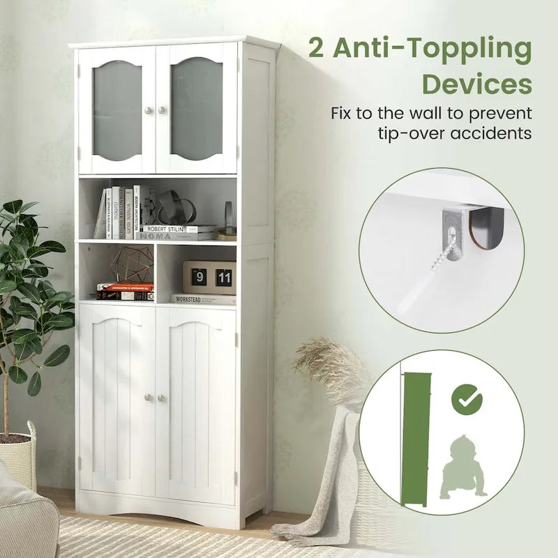58.5 Tall Bathroom Storage Cabinet Freestanding Linen Cabinet - See Details