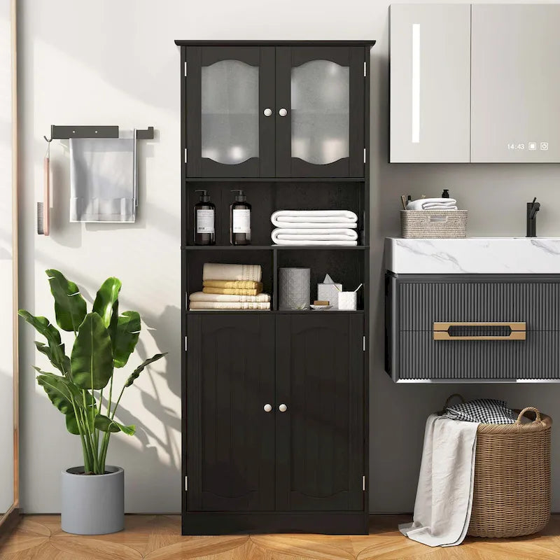 58.5 Tall Bathroom Storage Cabinet Freestanding Linen Cabinet - See Details