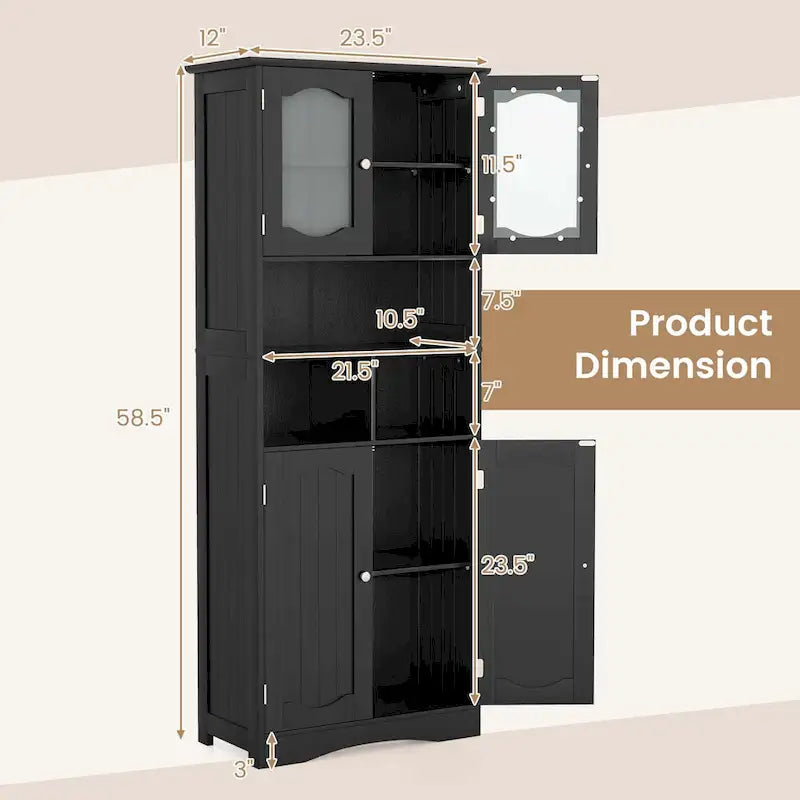 58.5 Tall Bathroom Storage Cabinet Freestanding Linen Cabinet - See Details