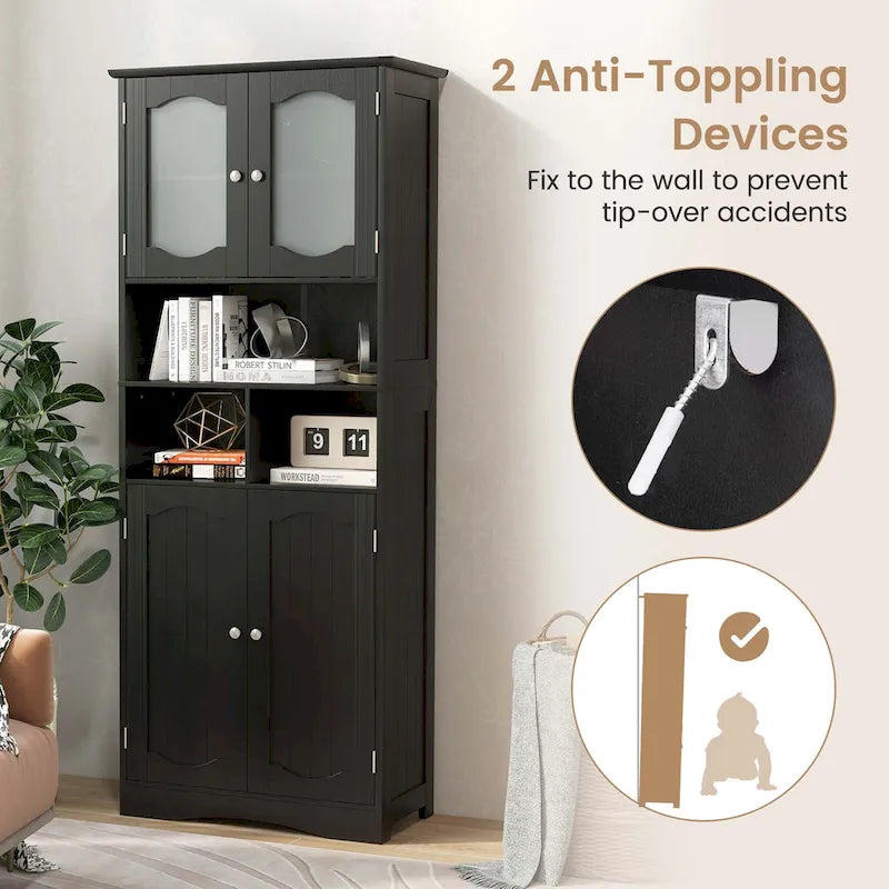 58.5 Tall Bathroom Storage Cabinet Freestanding Linen Cabinet - See Details