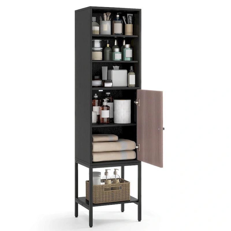 57 Bathroom Tall Cabinet with 1 Door and 4 Shelves - See Details