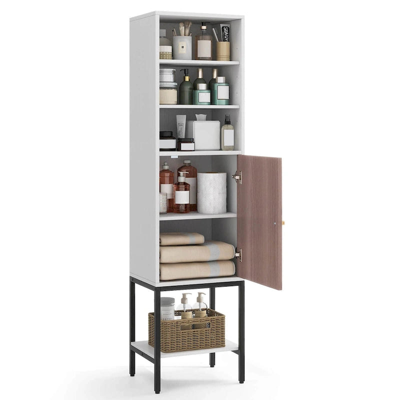 57 Bathroom Tall Cabinet with 1 Door and 4 Shelves - See Details