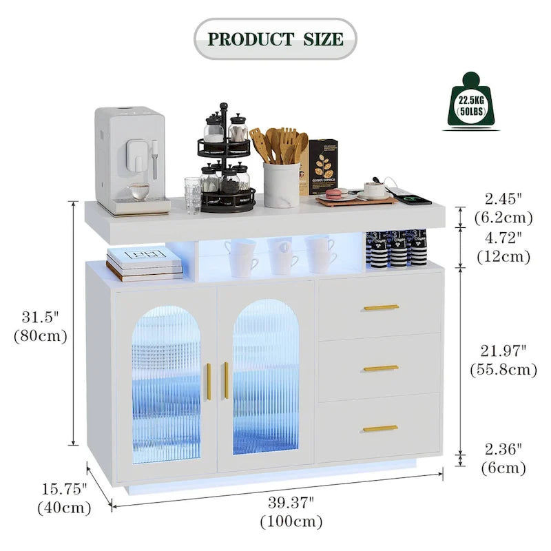 99 cm breites Sideboard mit LED-Beleuchtung - N/A