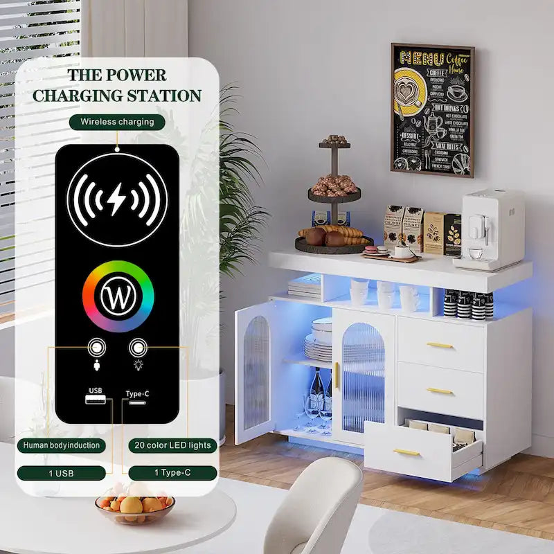 99 cm breites Sideboard mit LED-Beleuchtung - N/A