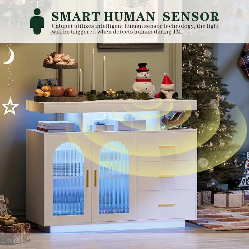 99 cm breites Sideboard mit LED-Beleuchtung - N/A