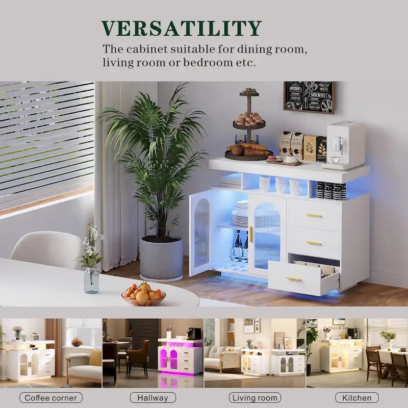 99 cm breites Sideboard mit LED-Beleuchtung - N/A