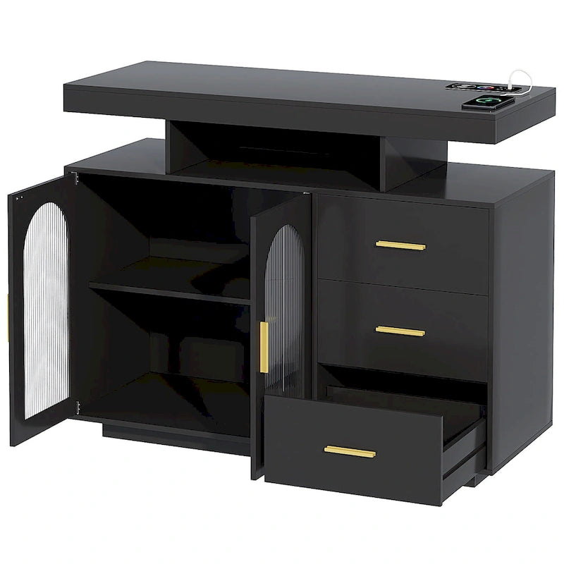 99 cm breites Sideboard mit LED-Beleuchtung - N/A