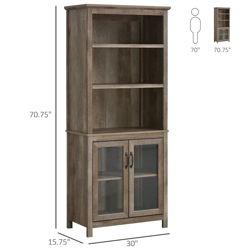 Libreria mobiletto contenitore multifunzionale con ripiani regolabili e scaffale espositivo per studio, cucina, soggiorno, naturale