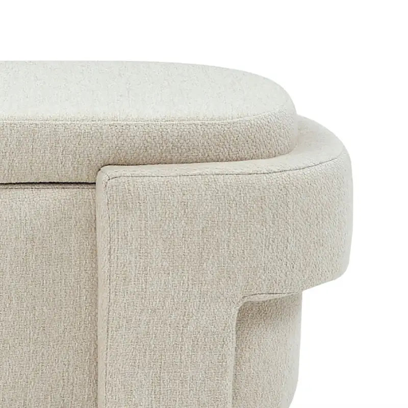 Banquette de rangement minimaliste française en tissu avec quatre pieds rembourrés