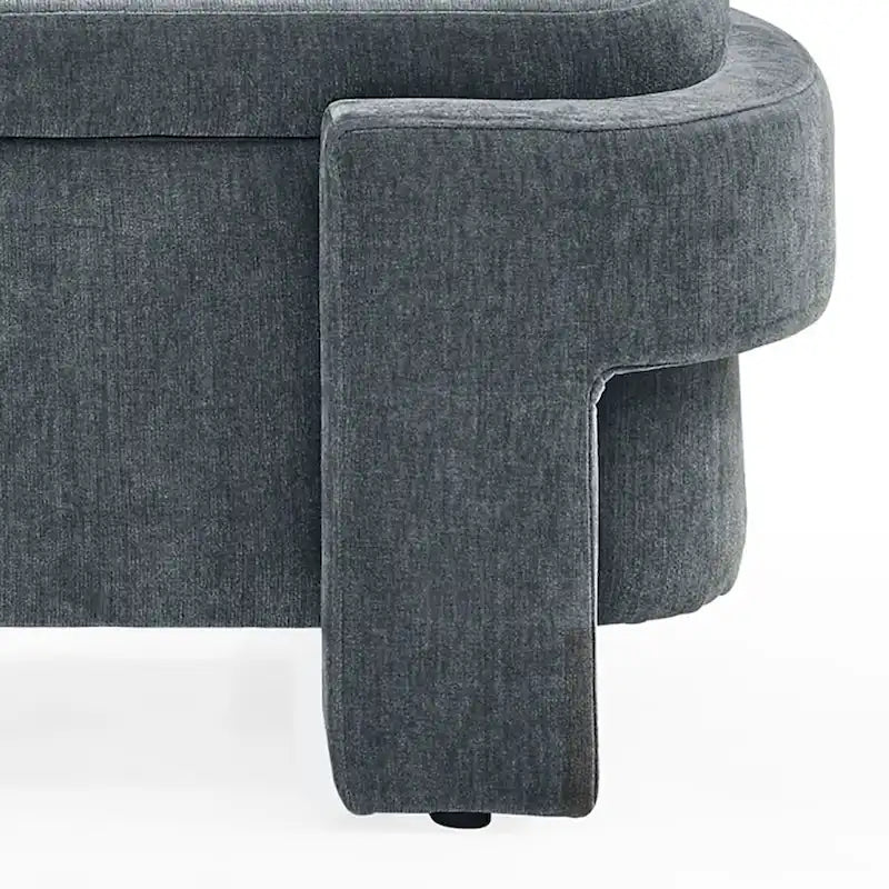 Banquette de rangement minimaliste française en tissu avec quatre pieds rembourrés
