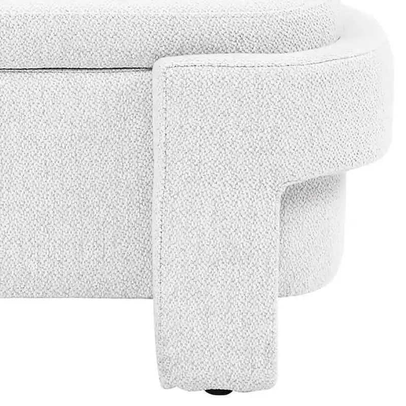 Banquette de rangement minimaliste française en tissu avec quatre pieds rembourrés