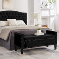 Upholstered Tufted Button Storage Bench with Nails Trim