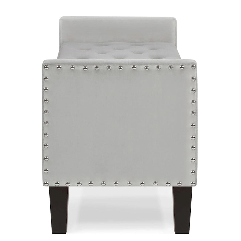 Upholstered Tufted Button Storage Bench with Nails Trim