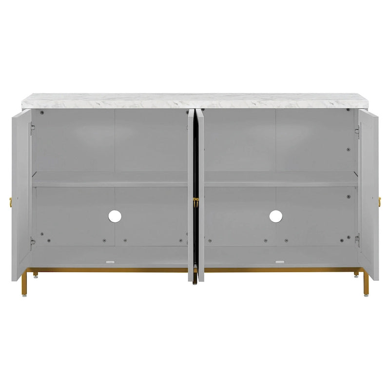 Modern Sideboard with 4 door cabinet with Metal Handles and Adjustable Shelves