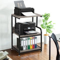 Mobiele printerstandaard met 3 niveaus, wielen en opbergplanken - 16D x 20W x 30H