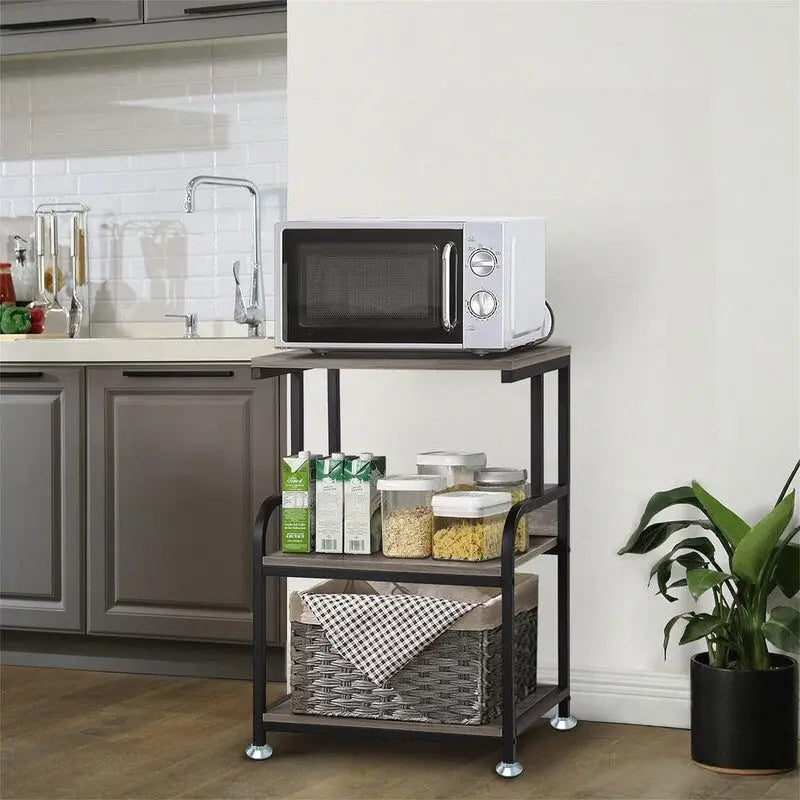 Mobiele printerstandaard met 3 niveaus, wielen en opbergplanken - 16D x 20W x 30H