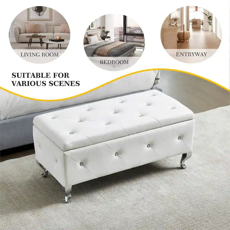 PU Leather Upholstered Ottoman with Storage