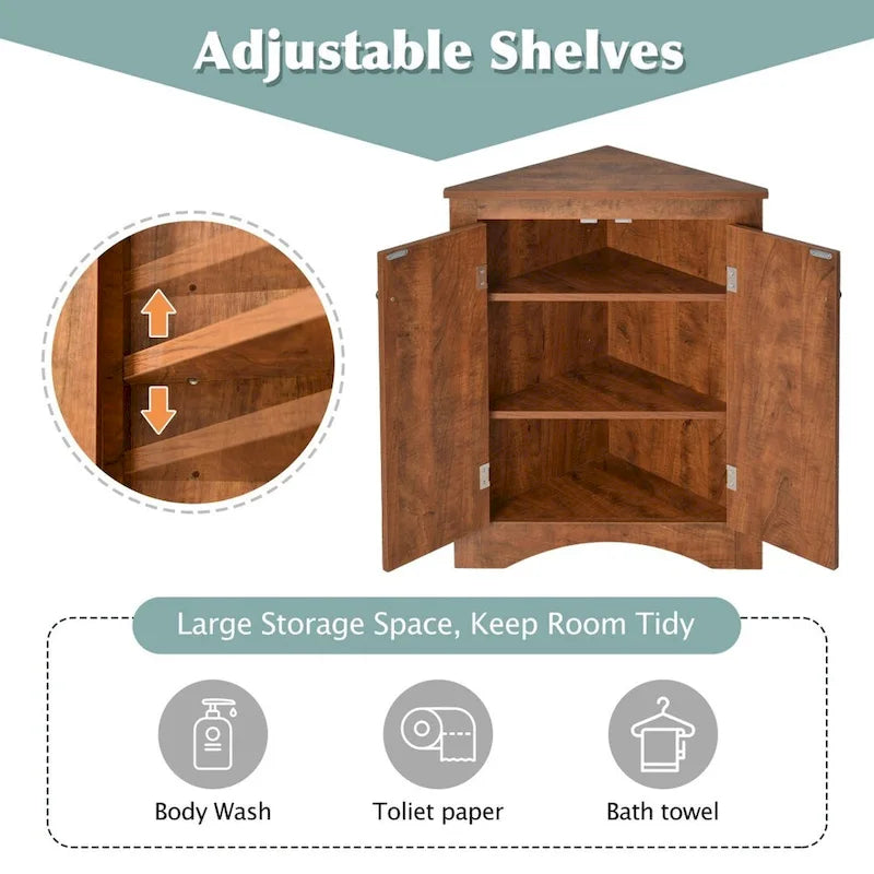 Bathroom Storage Cabinet with Adjustable Shelves Freestanding Floor Cabinet - 17.2L x 17.2W x 31.5H