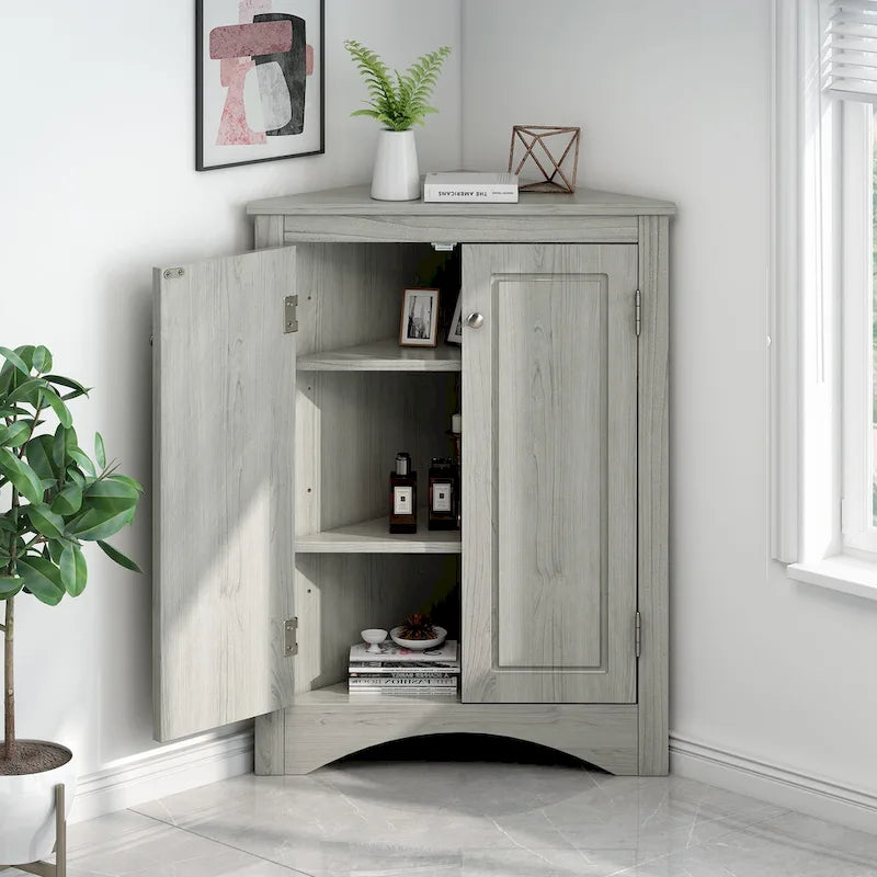 Bathroom Storage Cabinet with Adjustable Shelves Freestanding Floor Cabinet - 17.2L x 17.2W x 31.5H