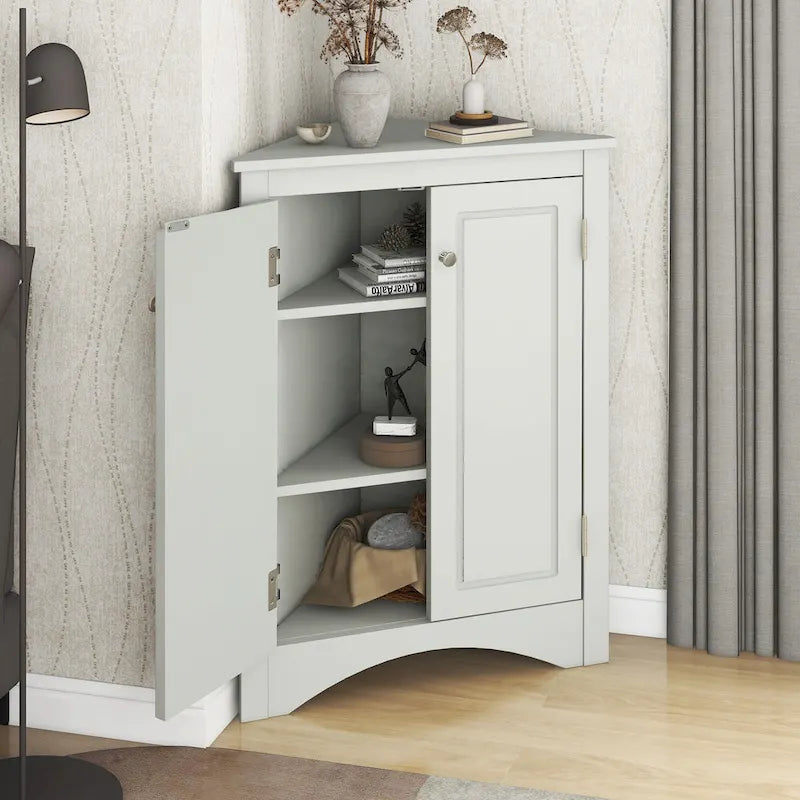 Bathroom Storage Cabinet with Adjustable Shelves Freestanding Floor Cabinet - 17.2L x 17.2W x 31.5H