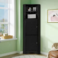 Moderner hoher Eck-Badschrank aus Holz mit Metallgriffen