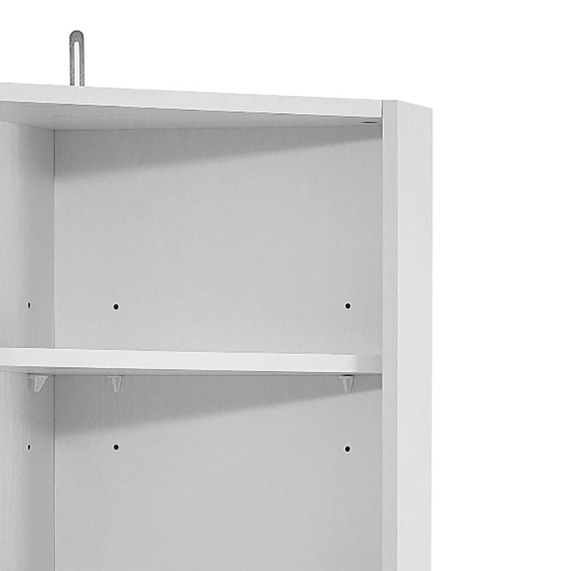 Moderner hoher Eck-Badschrank aus Holz mit Metallgriffen