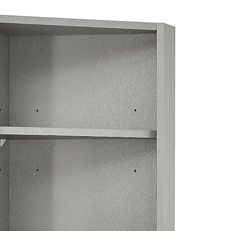 Moderner hoher Eck-Badschrank aus Holz mit Metallgriffen