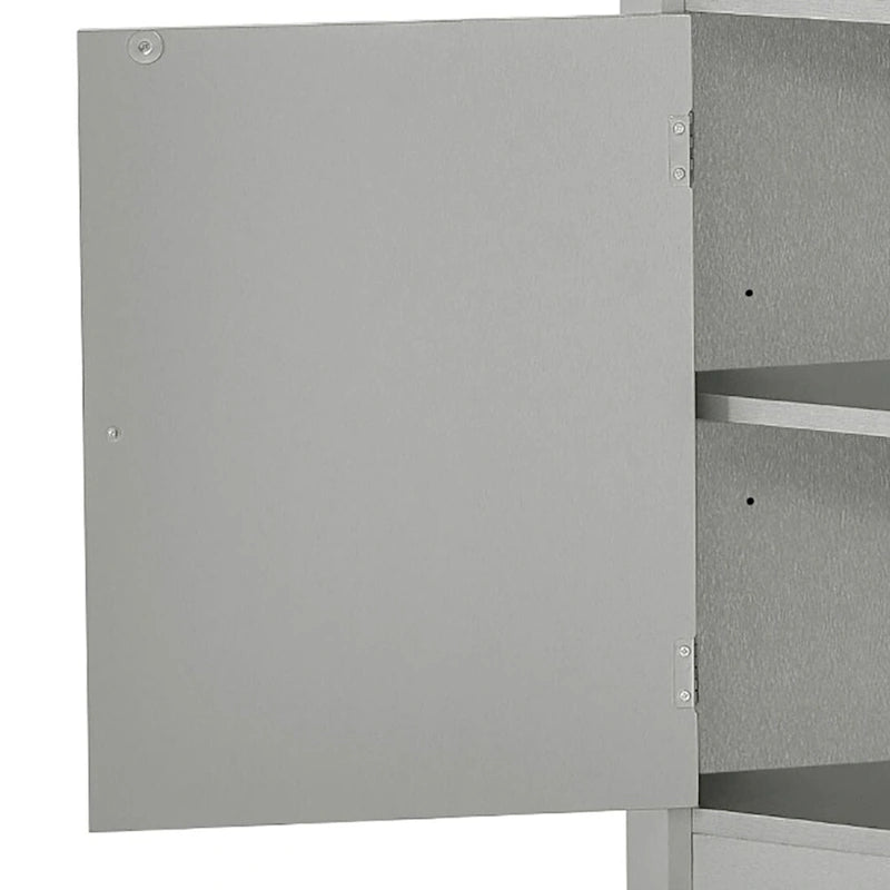 Moderner hoher Eck-Badschrank aus Holz mit Metallgriffen
