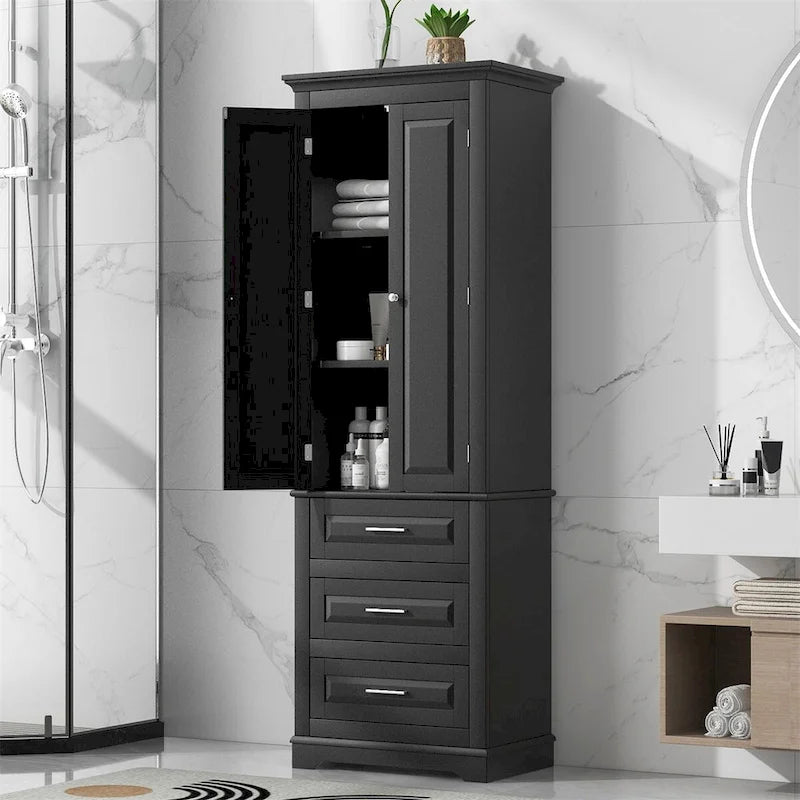 Mobile contenitore alto con tre cassetti per bagno/ufficio