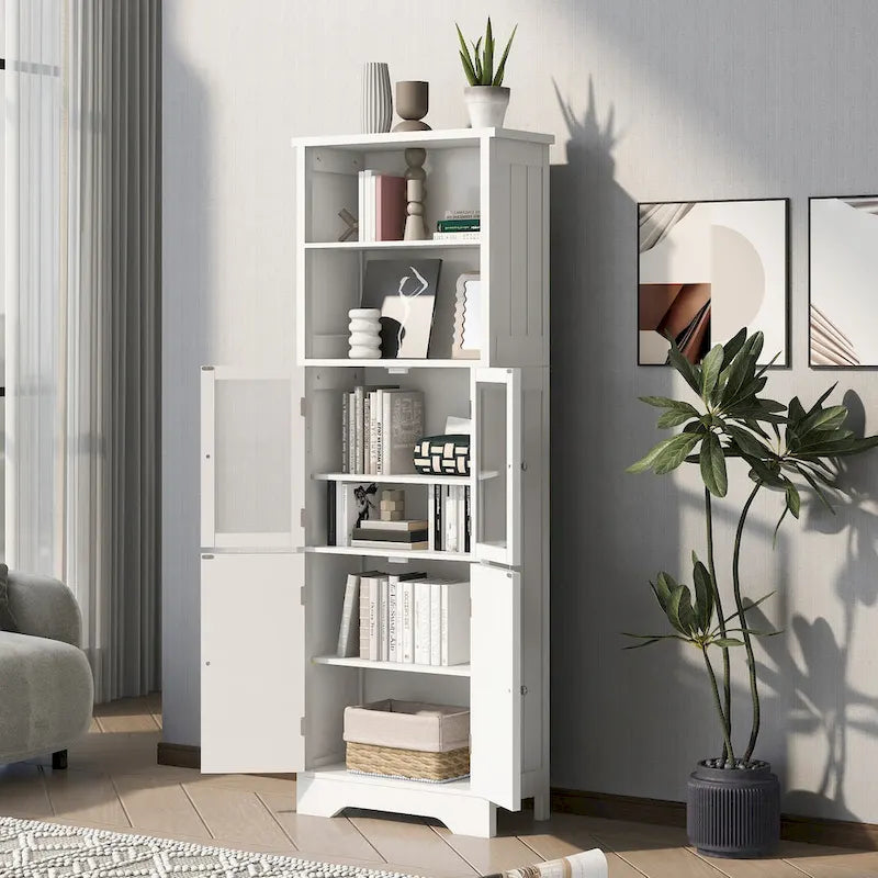 Mobile contenitore alto con ripiani e ante, pannello MDF