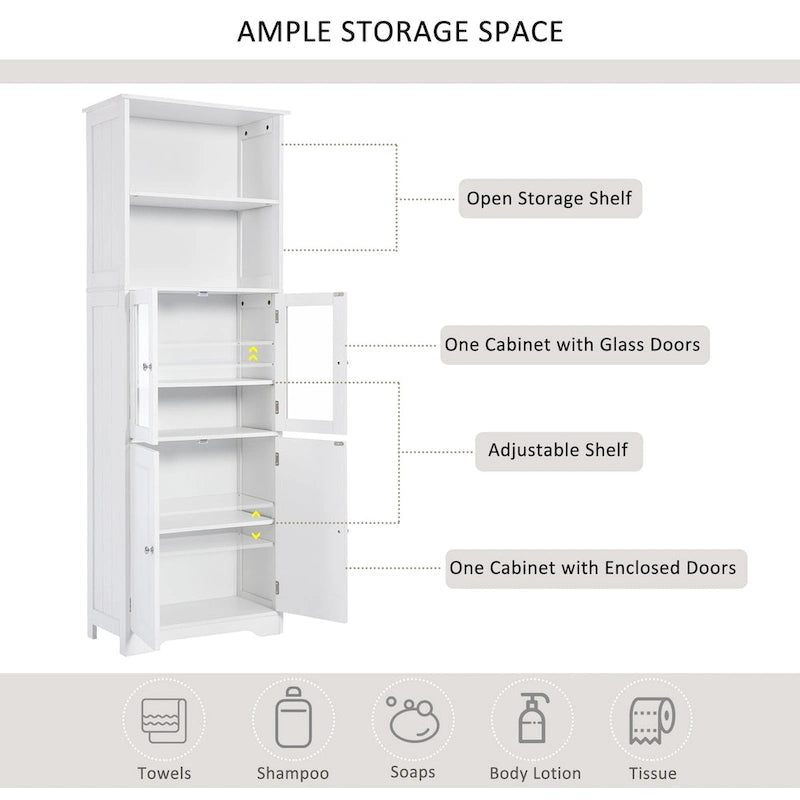 Mobile contenitore alto con ripiani e ante, pannello MDF
