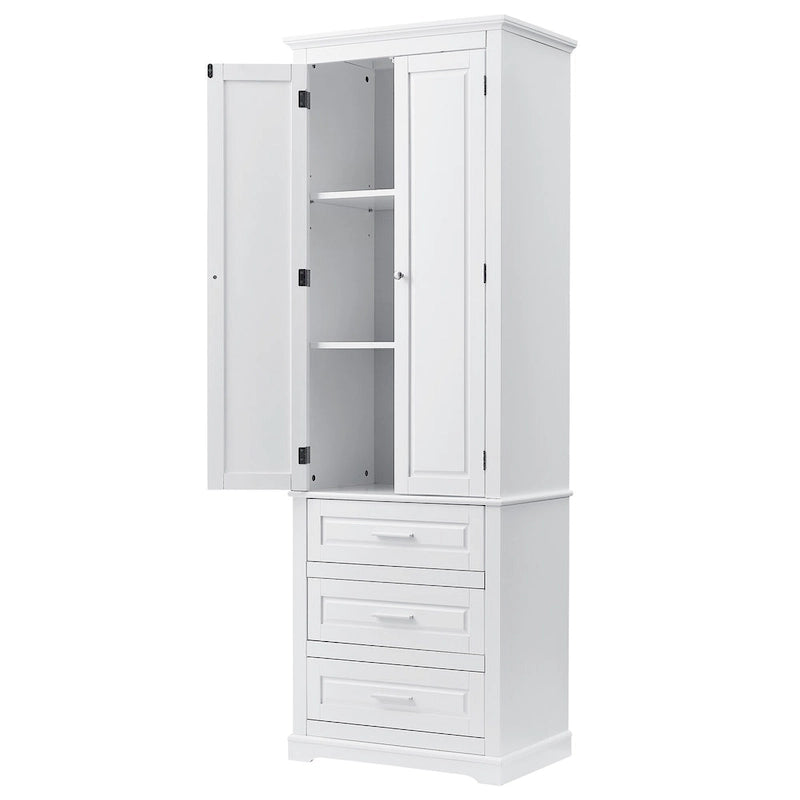 Tall Storage Cabinet with Three Drawers - N/A