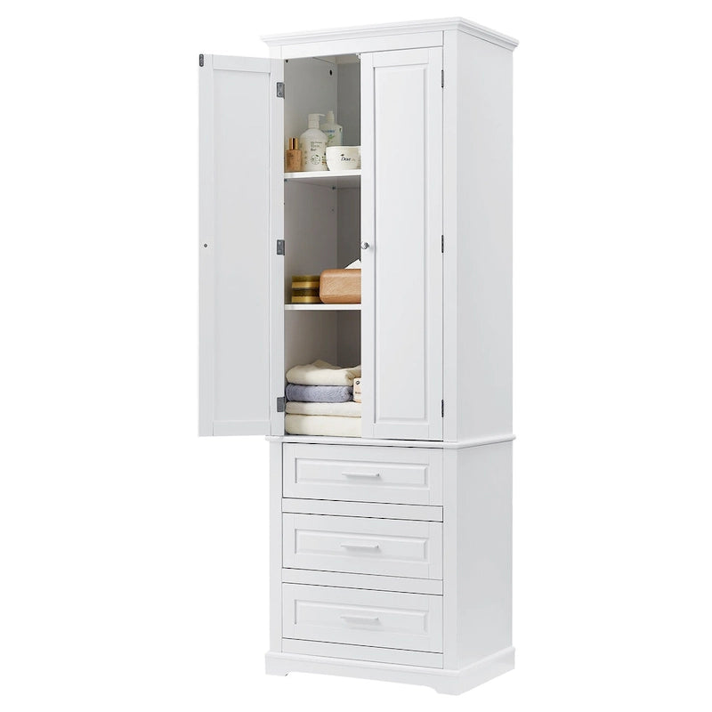 Tall Storage Cabinet with Three Drawers - N/A