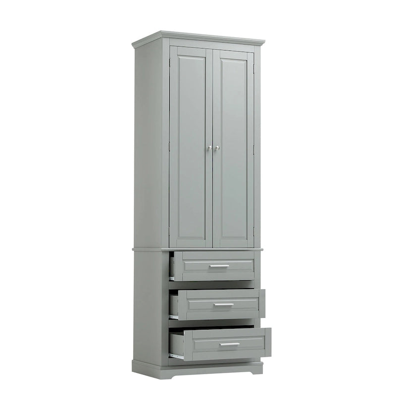 Tall Storage Cabinet with Three Drawers - N/A