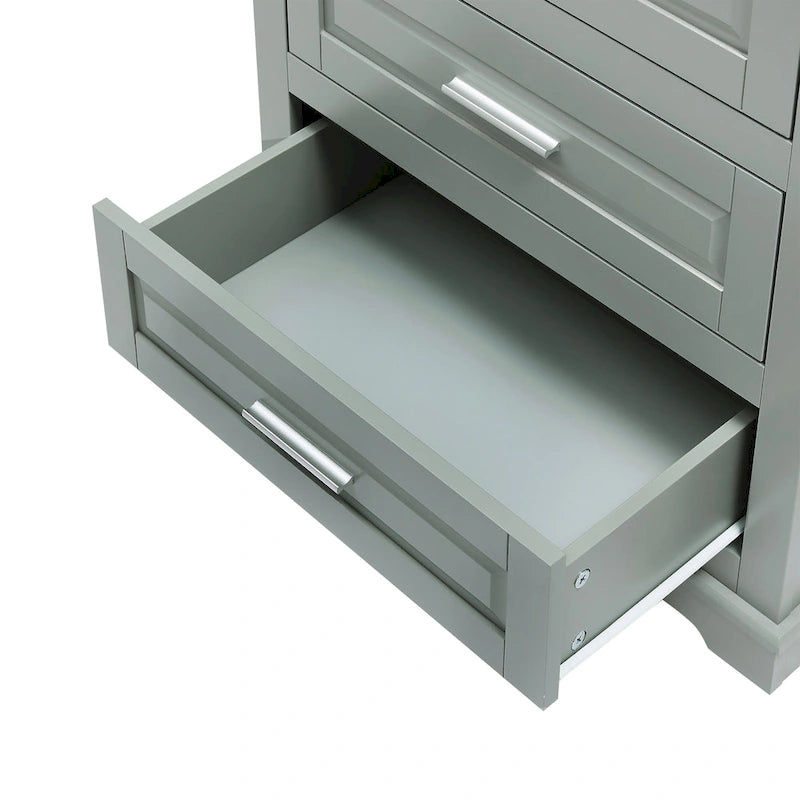 Tall Storage Cabinet with Three Drawers - N/A