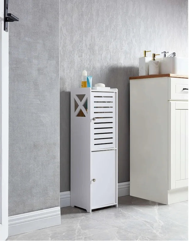 Bathroom Floor Storage Cabinet, White