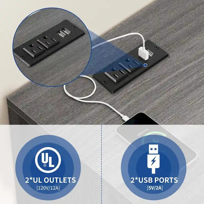 Mobiele archiefkast met 3 laden, ledverlichting en laadstation, geschikt voor A4/Letter-formaat