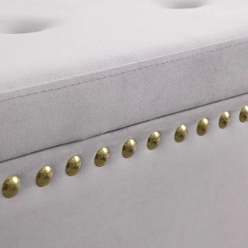 Large Storage Benches Set, Nailhead Trim 2 in 1 Combination Benches, Tufted Velvet Benches with Gold Leg, Support 250lbs