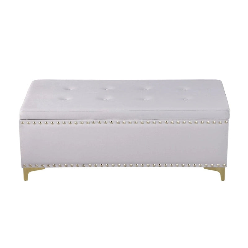 Large Storage Benches Set, Nailhead Trim 2 in 1 Combination Benches, Tufted Velvet Benches with Gold Leg, Support 250lbs